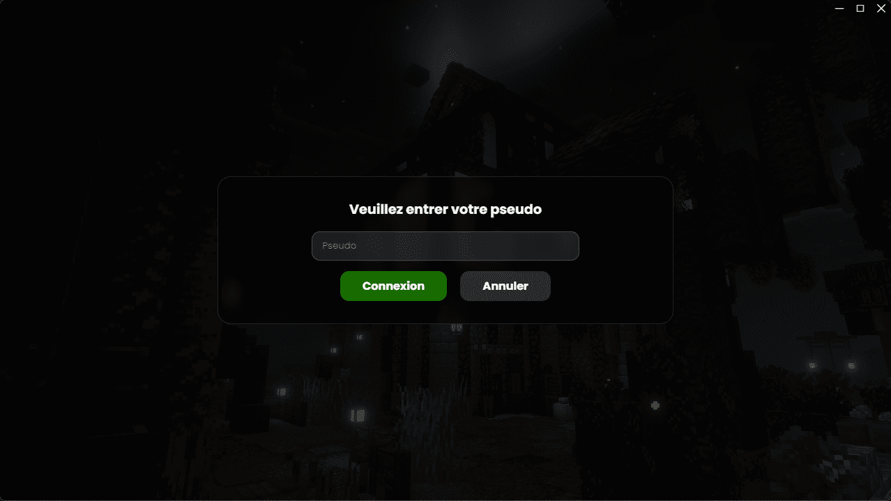 Choix du pseudo dans l'application The Fortress of Thieves